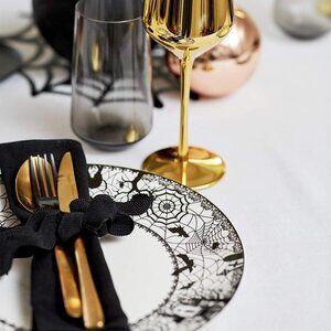 4 Ciroa Wiccan Lace Dinner Plates Bone China Halloween 10 5/8  Whimsigoth Wicked